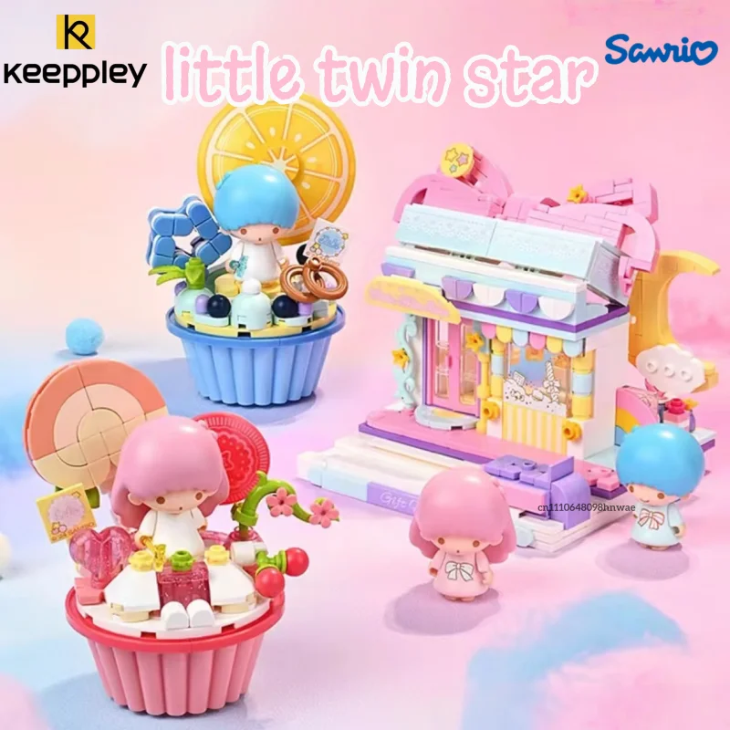 

Конструктор Keeppley Sanrio Family Street Scene: Маленькие блоки для сборки, фигурки Little Twin Stars KIKI и LALA, игрушки-модели, украшения, подарки