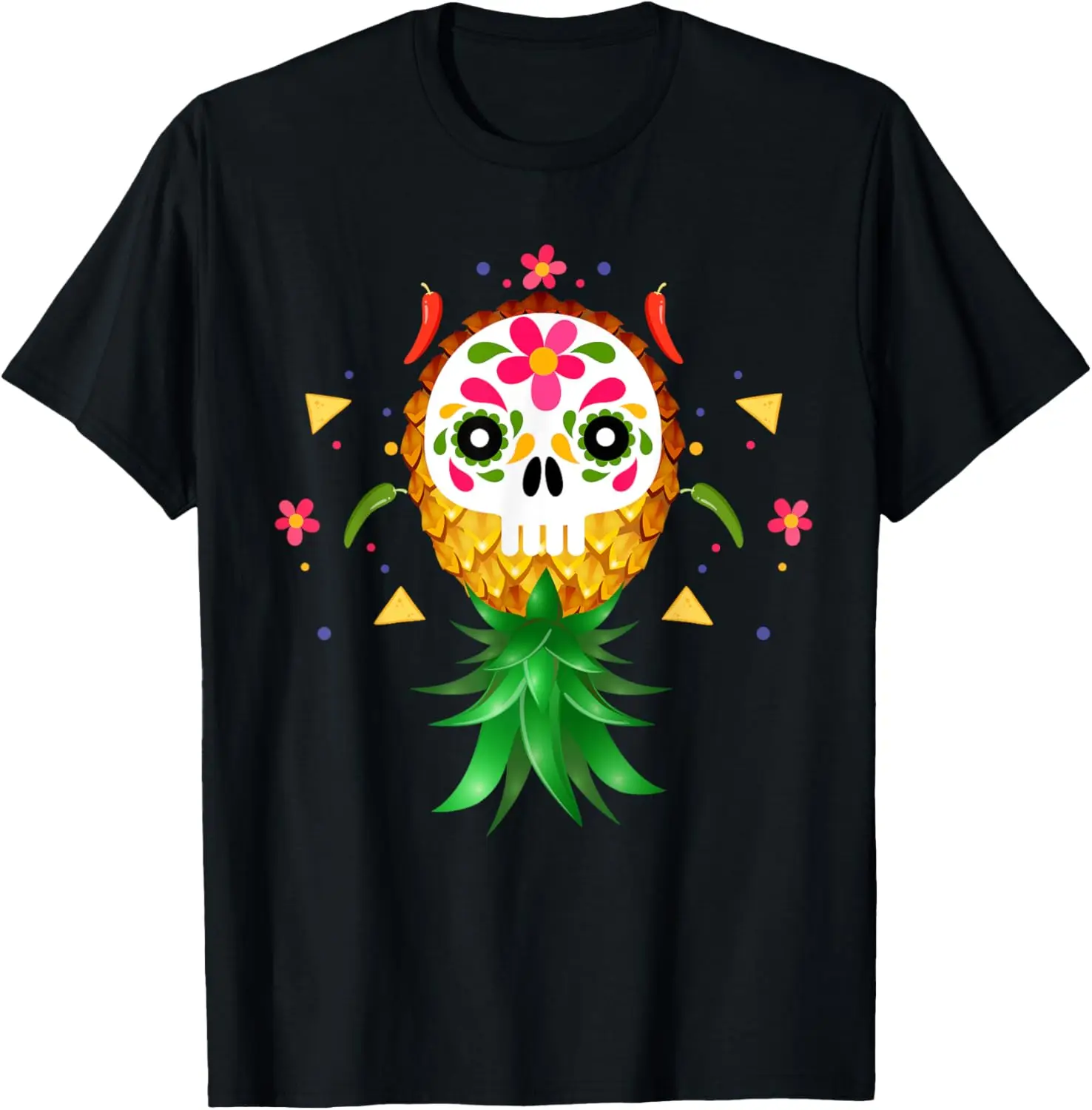 

Mexican Swinger Upside Down Pineapple Sugar Skull Nachos T-Shirt