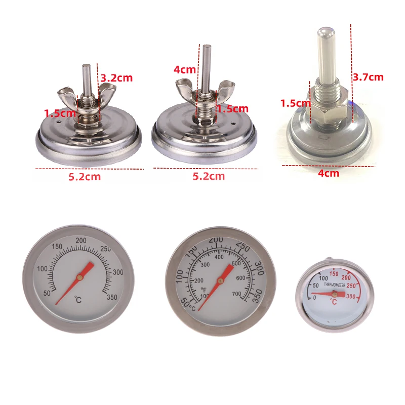 Professional Cooking Accessory 0-300℃ Bimetal BBQ Thermometer For Grill Oven Sealed Probe Temperature Detector