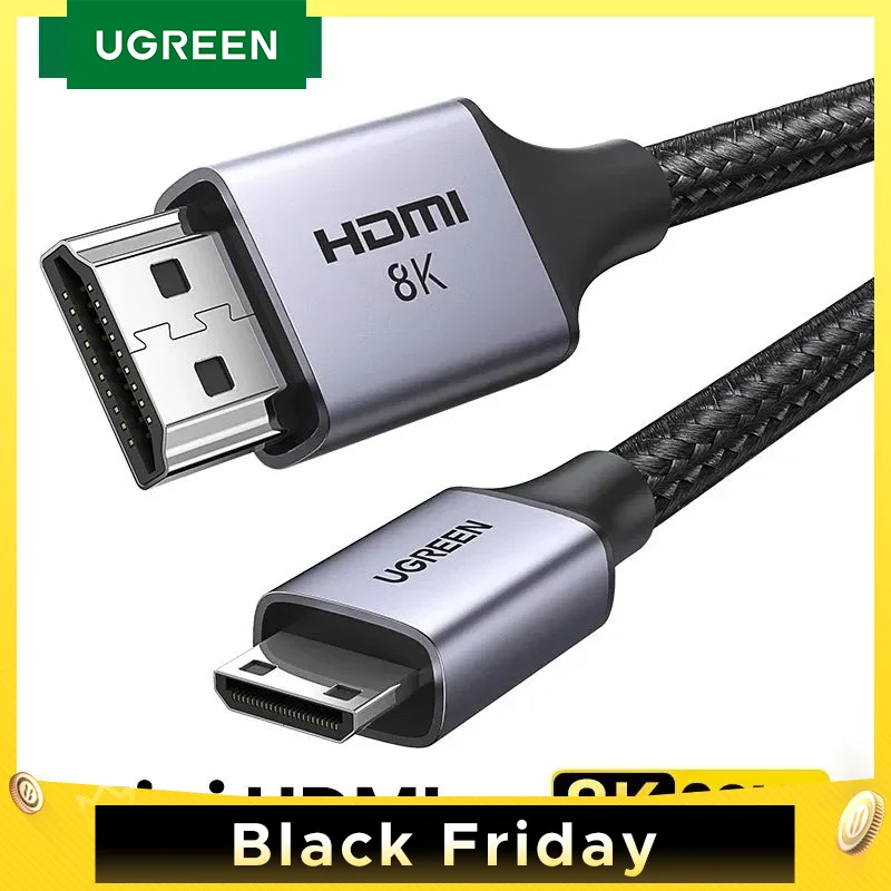 UGREEN Mini HDMI-Compatible to HD Cable 8K/60Hz for Raspberry Pi Zero Graphics Video Card Camera Camcorder 8K Mini HD 2.1 Cable