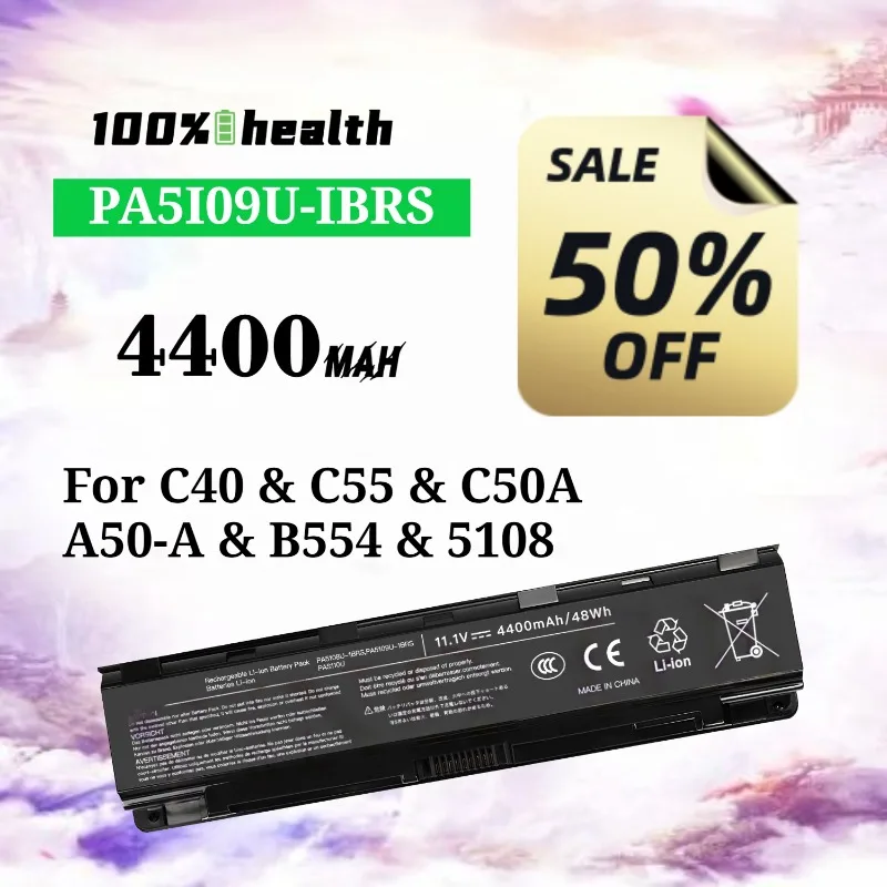 

PA5109U-1BRS 4400mAh Laptop Battery for TOSHIBA C40/C55/C50A/A50-A/B554 Lithium Rechargeable Battery