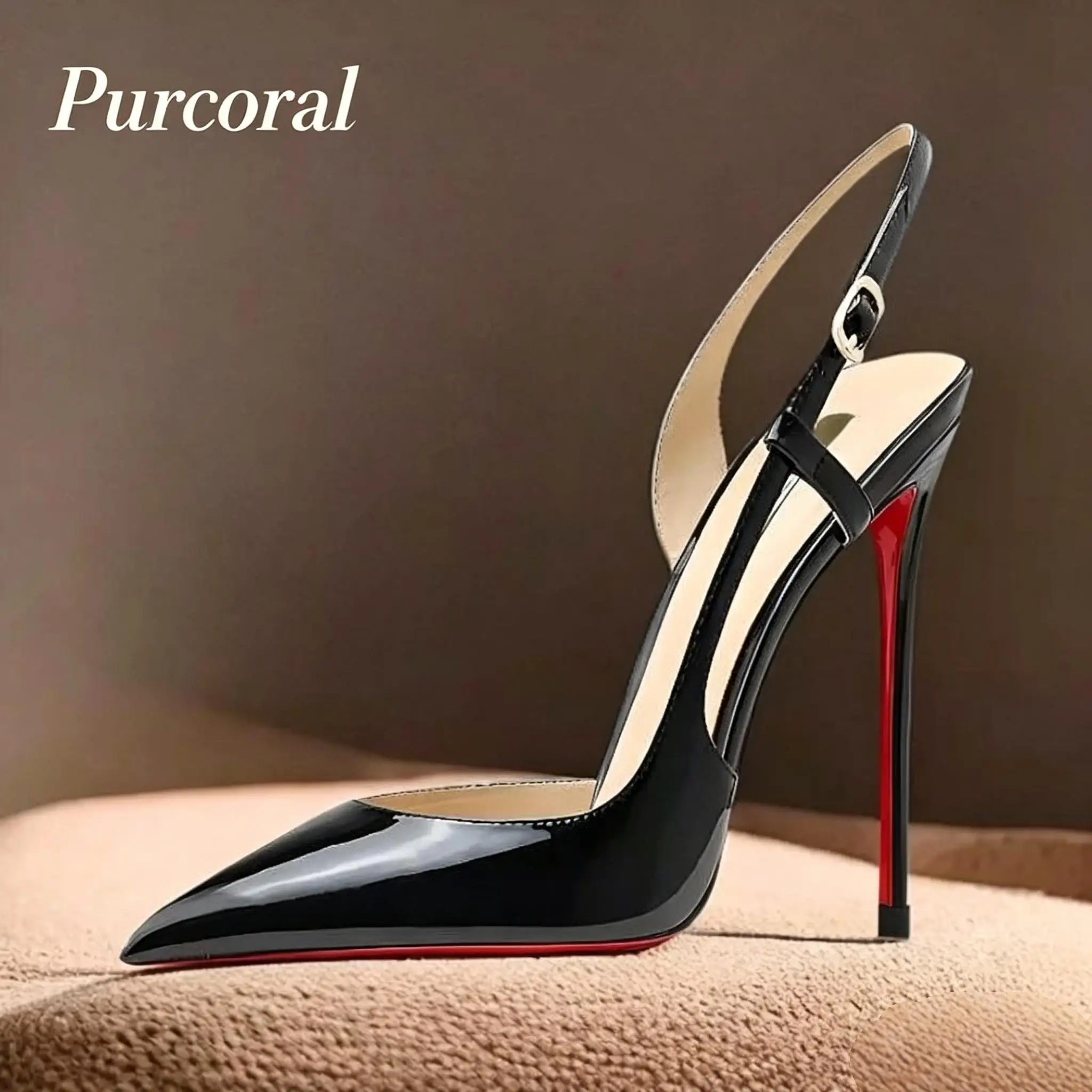 Purcoral Women's 2026 New Side Leakage Hollowed Out rear Strap High-Heeled Sandals Black and white Mirror Sexy Temperament shoes