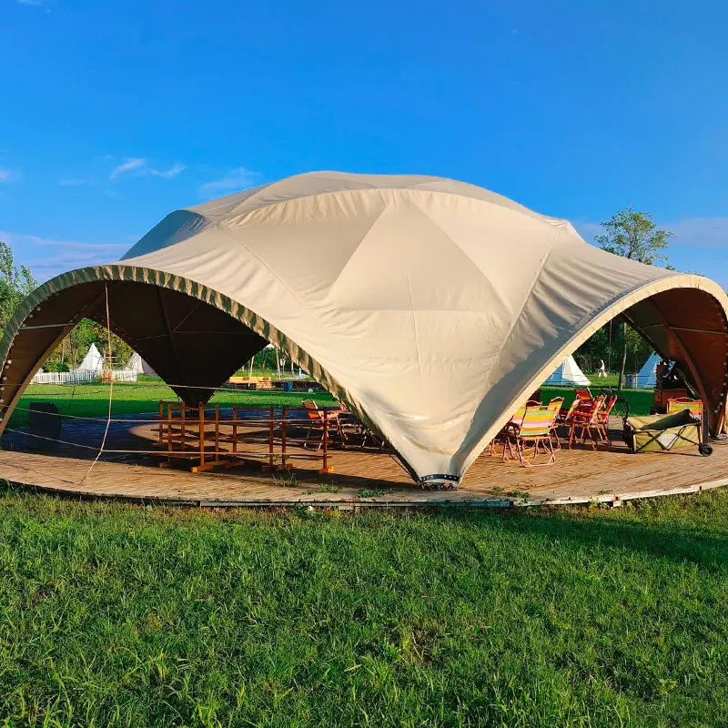 Petal Dome Tent Outdoor Camping Canopy Steel PVC Fabric Waterproof Luxury Glamping Gazebo Shelter Resort Marquee Garden Party