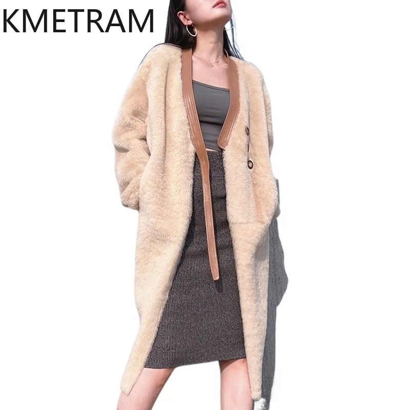 Real Wool Sheepskin Fur Jacket Luxury Long Double Faced Fur Coat Women Clothing 2024 Winter Warm New in Outerwears шуба женская