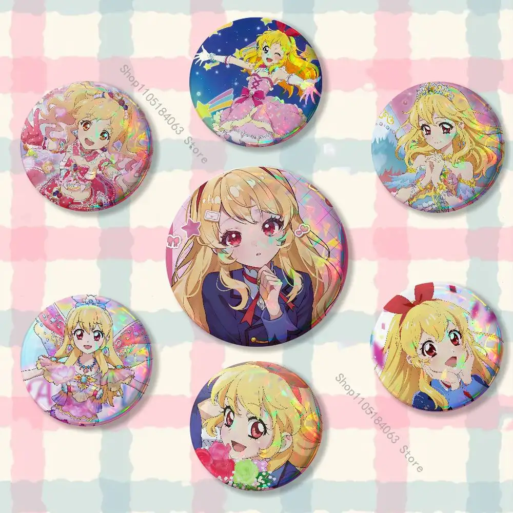 Anime H-Hoshimiya Ichigo Laser reflective round badges pins bag clothing decorations collectibles gifts for friends