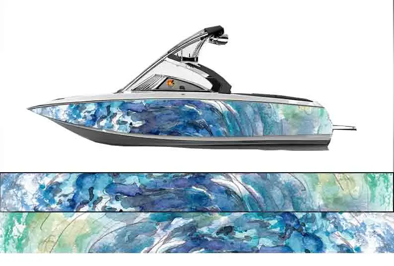 

Abstract Ocean Wave Ripple Print Fishbone Graphic Vinyl Waterproof Boat Wrap Decal Decoration Fits Any Boat Custom Image & Size