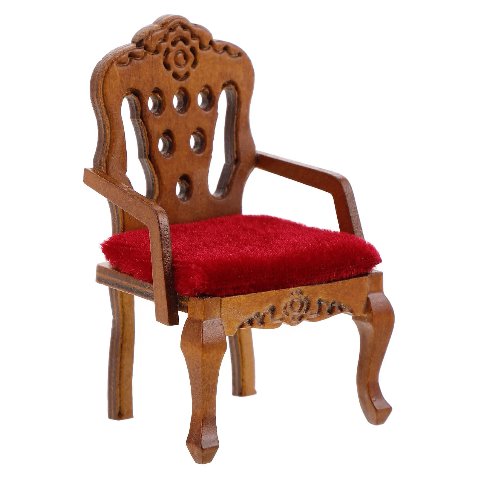 

Miniature Wooden Armchair 1 12 Scale Retro Single Sofa Chair Living Room Decor Dollhouse Furniture Accessory