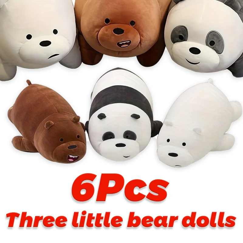 3/ 6 Pcs Three Cute Bear Dolls, Super Soft White Bear, Brown Bear, Panda Plush Toys, Christmas, New Year Gifts