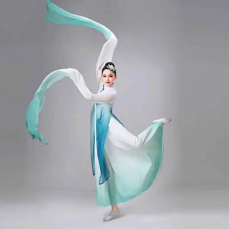 Starożytny rękaw wodny Klasyczny kostium taneczny Narodowy strój do tańca ludowego Kobieta Strój sceniczny Hanfu Odzież do tańca nowoczesnego
