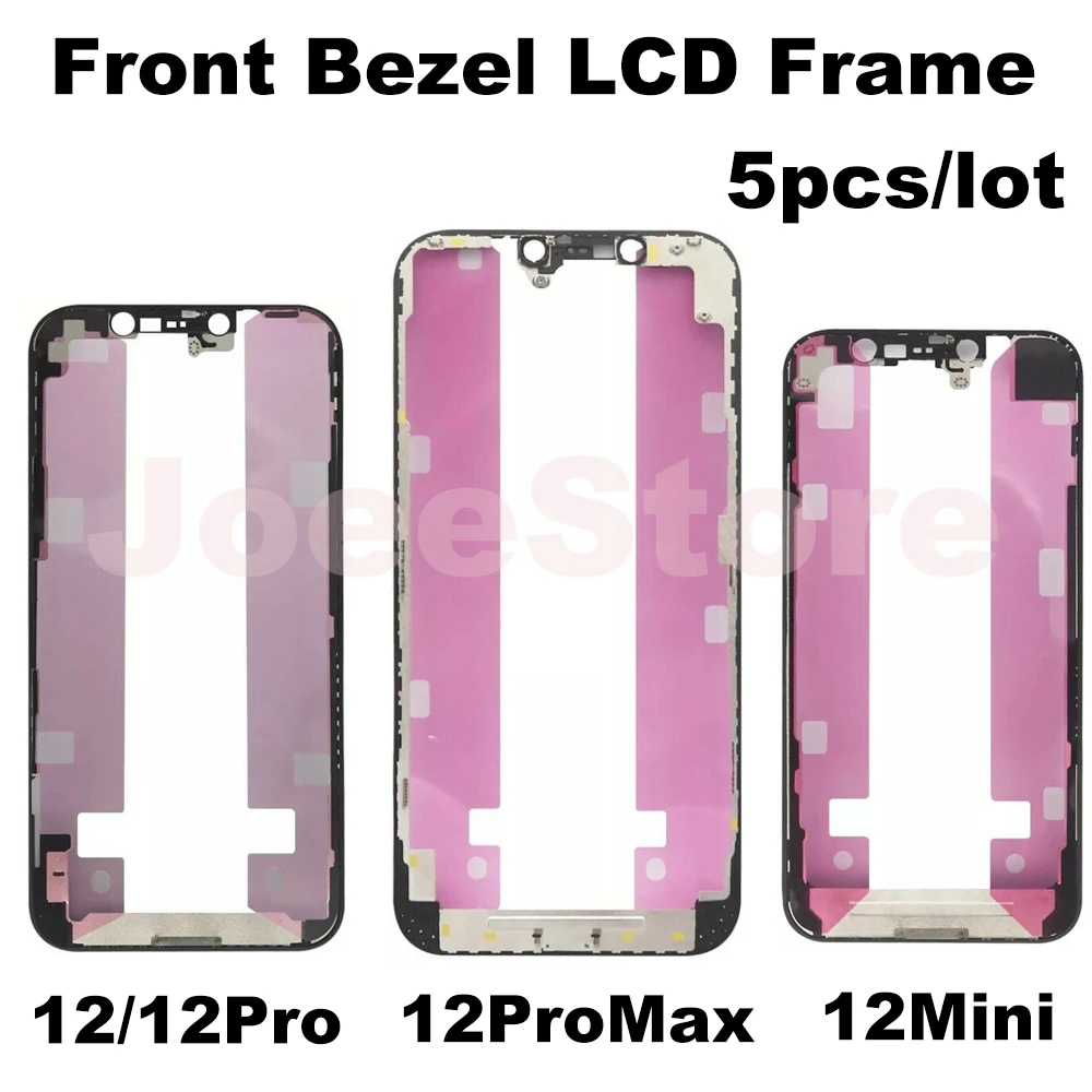 5pcs Front Bezel Frame LCD Screen Holder For iPhone 15 14 13 12 11 Pro Max Mini Display Middle Chassis Frames With Adhesive Tape