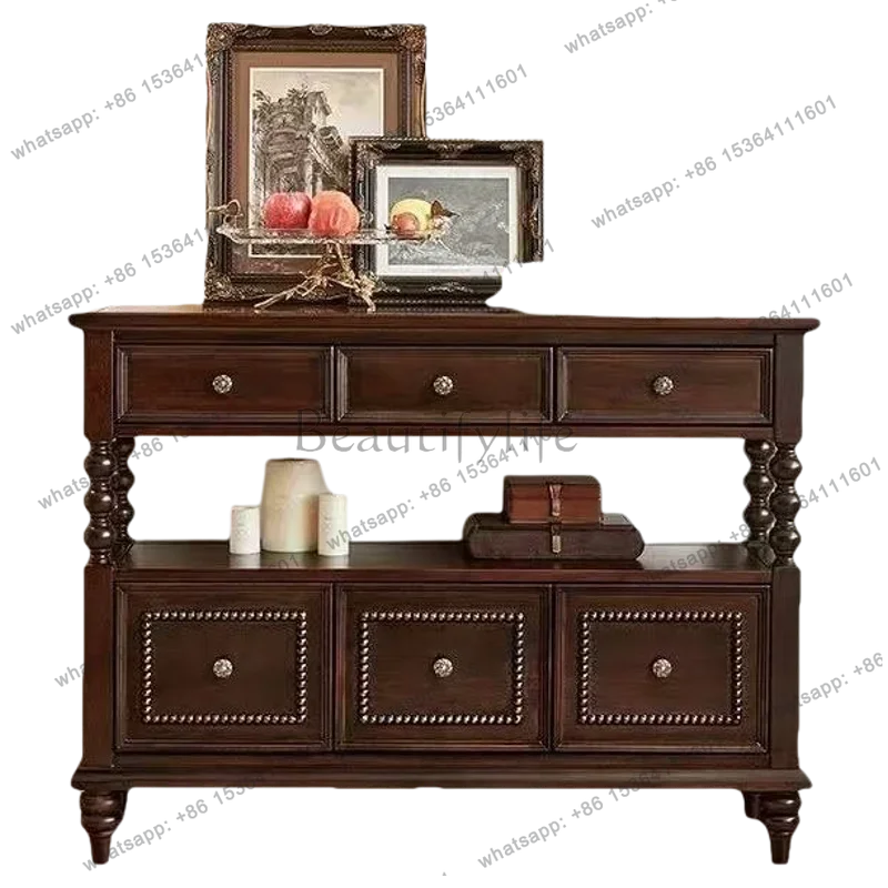 

122025 new American solid wood porch cabinet living room storage locker