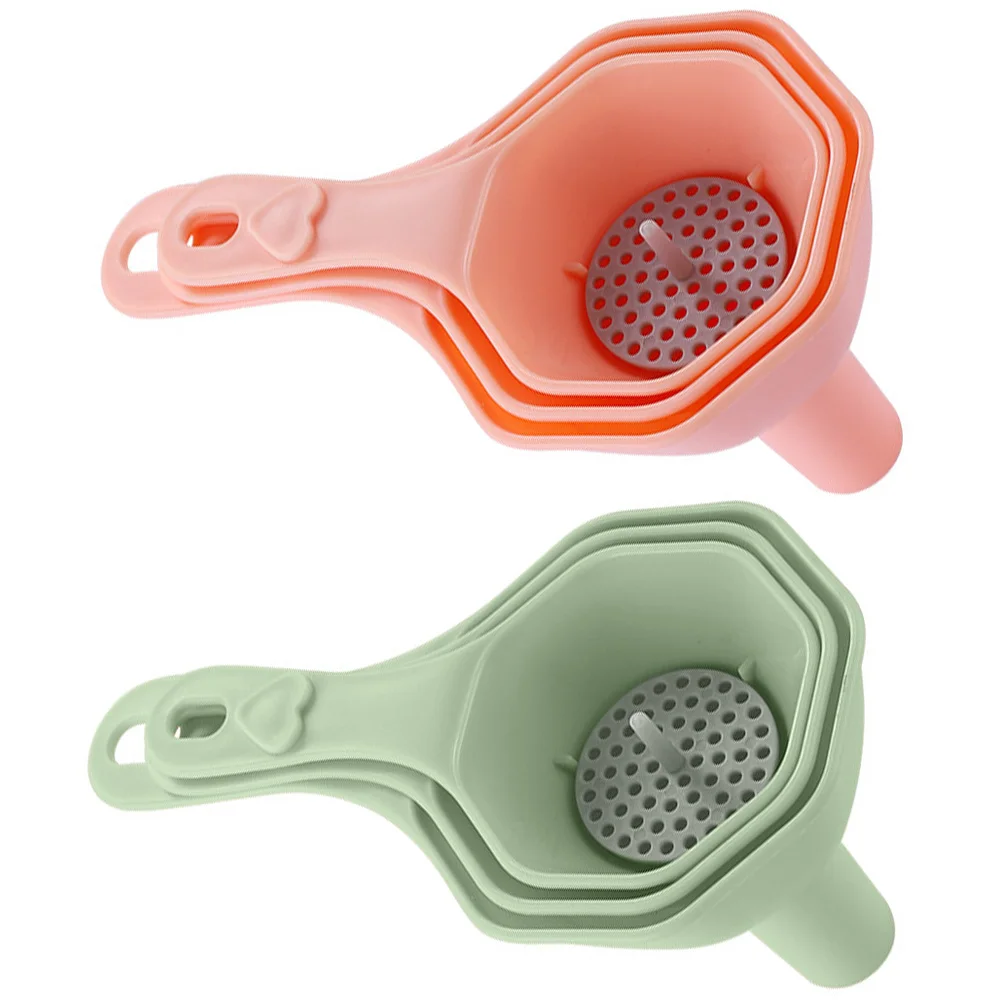 

2Sets Multifunction Kitchen Funnels Small Reusable Funnels with Built-in Strainer for Liquid Filling Funnel