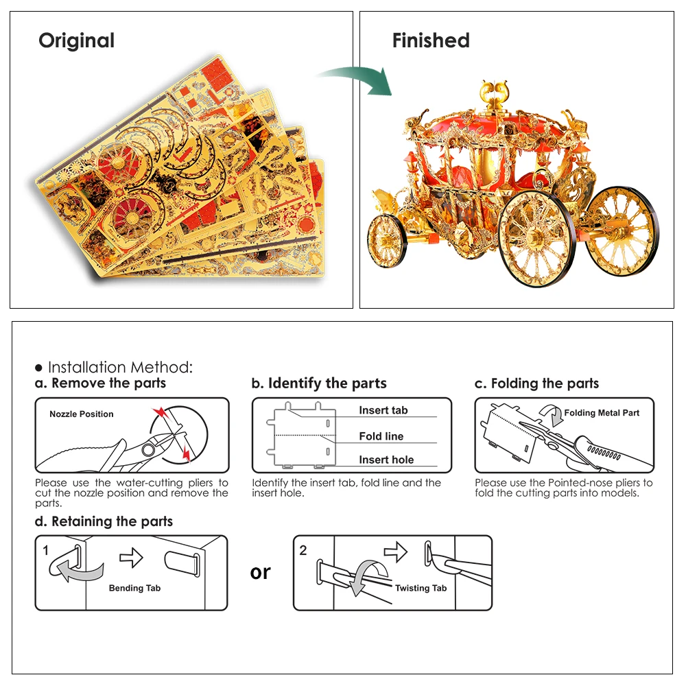 Piececool 3D Metal Puzzle Model Building Kits-The Princess Carriage DIY  Jigsaw Toy Christmas Birthday Gifts for Adults