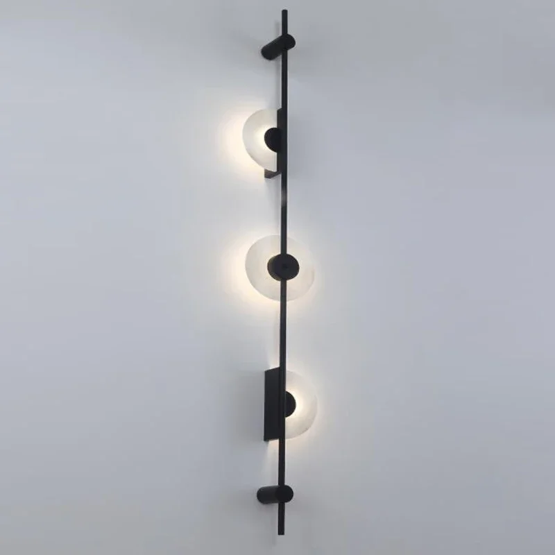 FSS Modern Simple Long Staircase Wall Lamp Black Semicircle LED Living room Villa Hotel LED Background Wall Decorative Wall Lamp