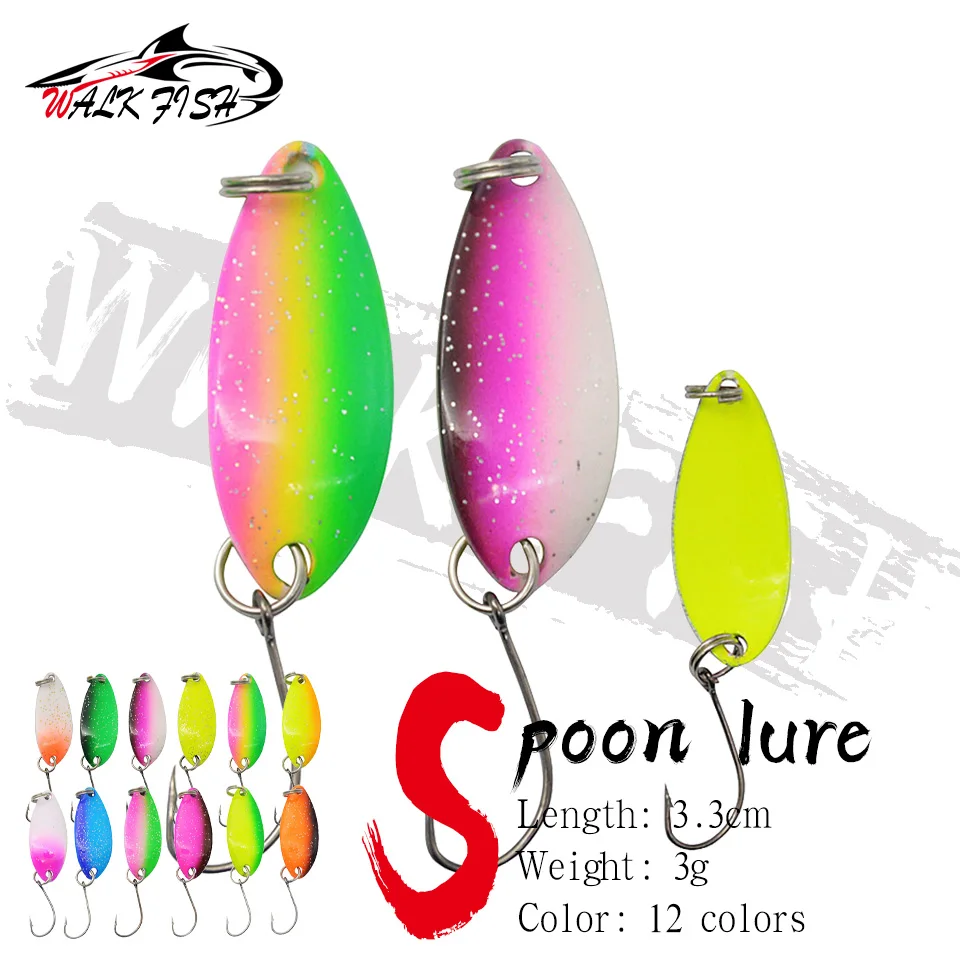 WALK FISH 1PCS Spoon Lure 3G 33MM Colorful Metal Spoon Hard Bait Artificial Fake Bait For Trout Chub Perch Salmon Fishing Tackle