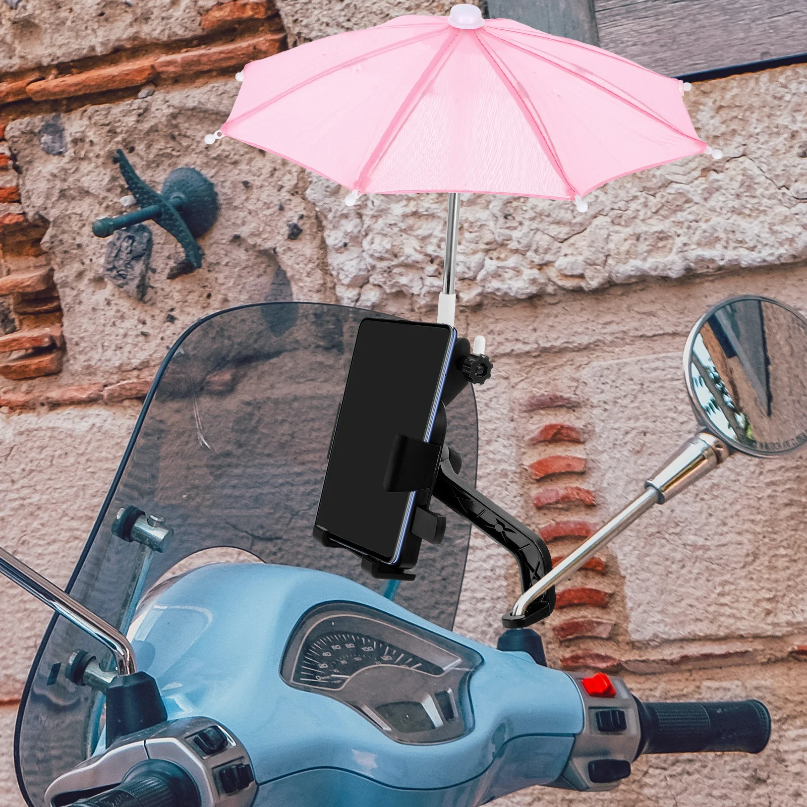 

3Pcs Mini Umbrellas Phone Decorative Sun Shade Riding Small Umbrella Black Waterproof AntiPermeability Toy Bikes
