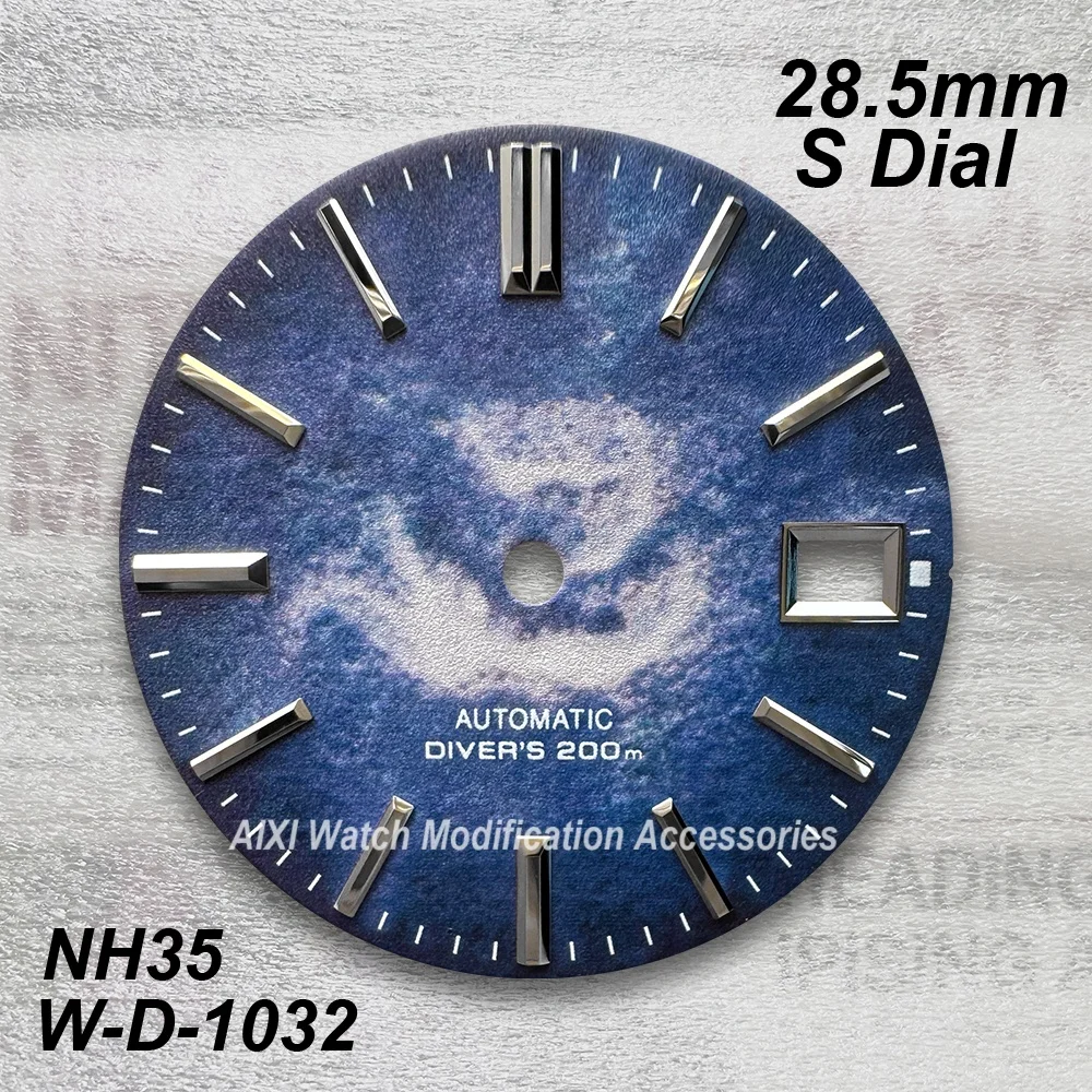 28.5mm logotipo s 3d impresso cor dial caber movimento nh35 acessórios de modificação de relógio de alta qualidade