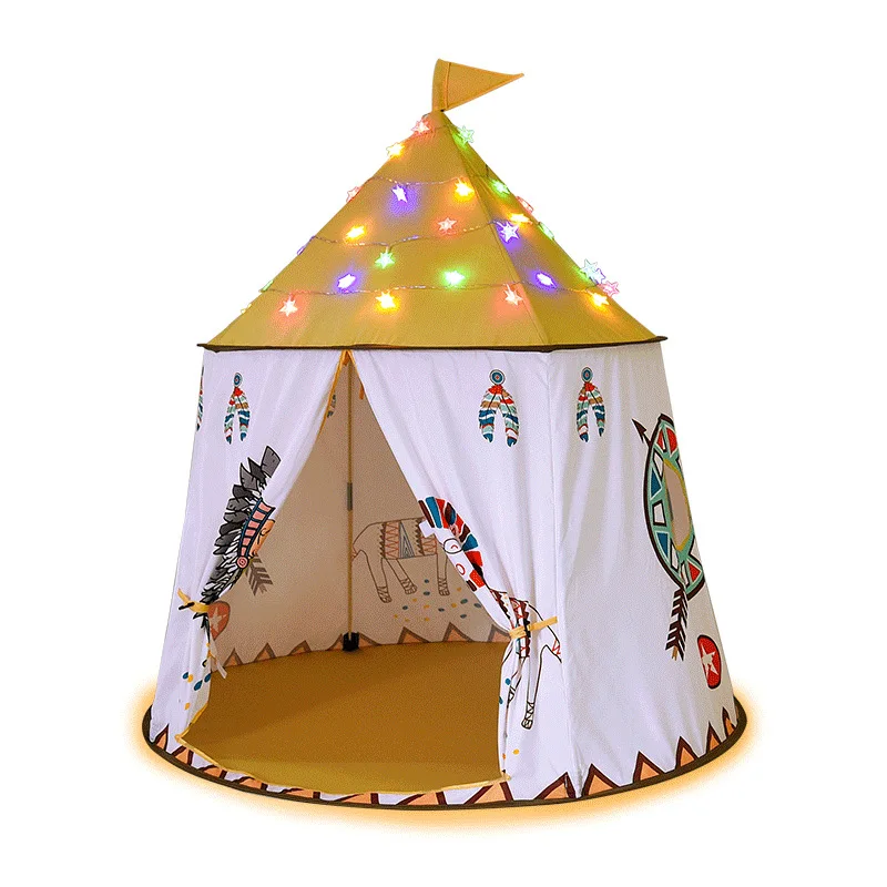 Tenda indiana portátil para crianças, castelo da princesa, casa de jogo grande, piscina de bola do oceano, pequena casa, tenda infantil interior e