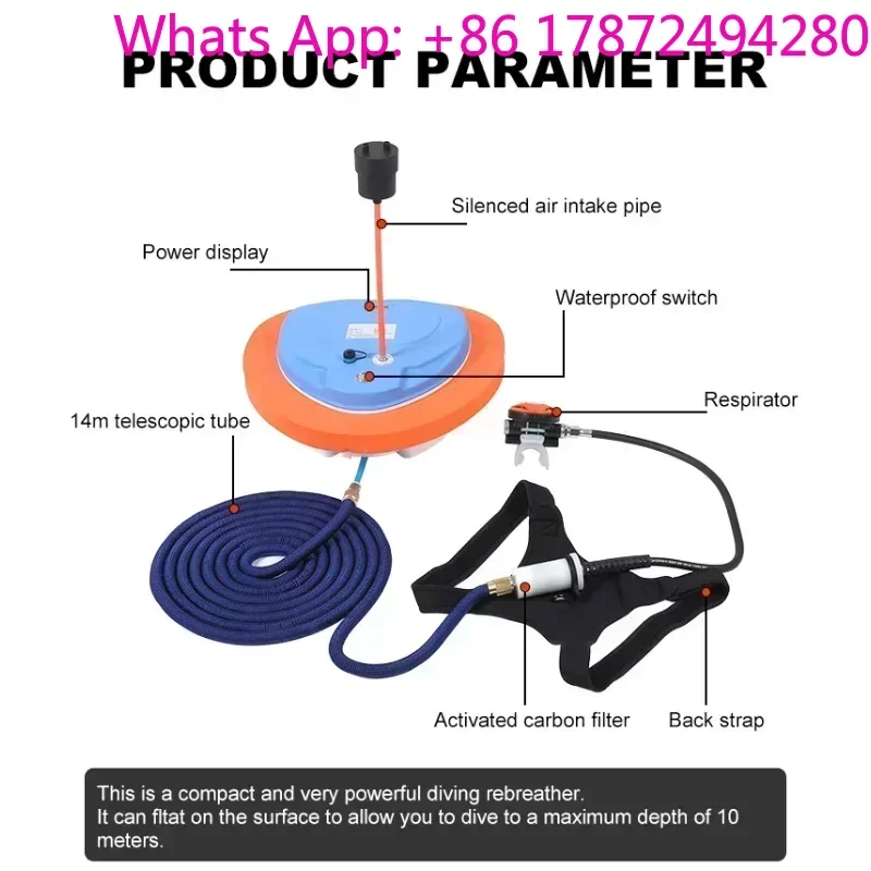 Scuba Diving Snorkel Equipment Mobile    Tankless Waterproof Portable Rechargeable To 12 Meters 3-5 Hours Underwater