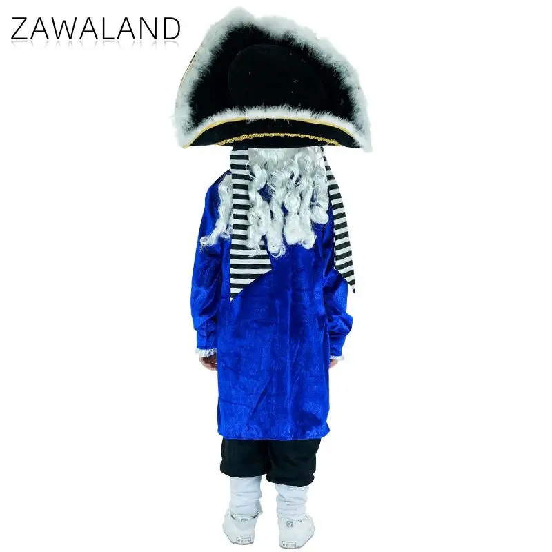 Ensemble de vêtements d'Halloween pour enfants, costume de capitaine cosplay, chapeau de performance scolaire, bleu, fête de vacances, garçon drôle, 7,5