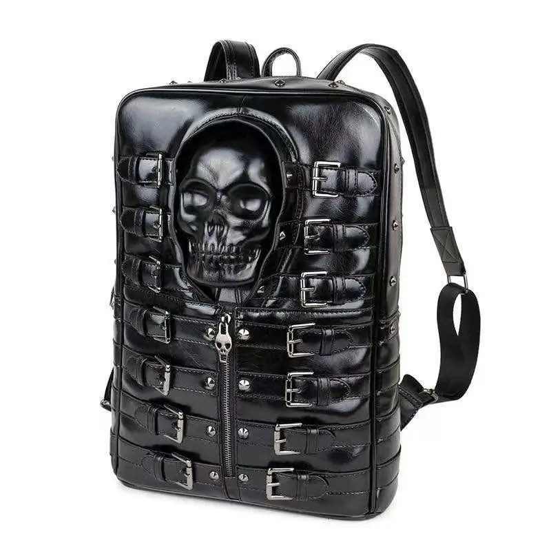 

Faionable Casual ex Leather Bapa Skull Nail Travel Bag Cuter Bag Bookbag Soft Handle Commuter Sle Polyester Li...