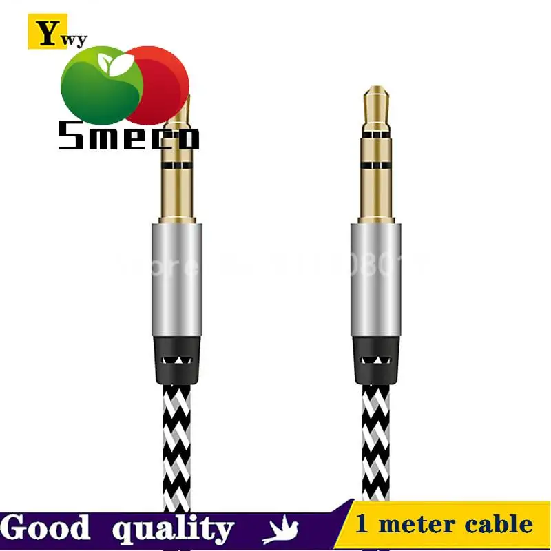 AUDIO cable 3.5 male to male twist woven audio cable 1 meter car MP3 player cable