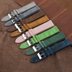 Suede Leather Watch Strap 18mm 20mm 22mm Watch Band Blue Gray Green Watchband Stainless Steel Buckle Women Men Watch Accessories