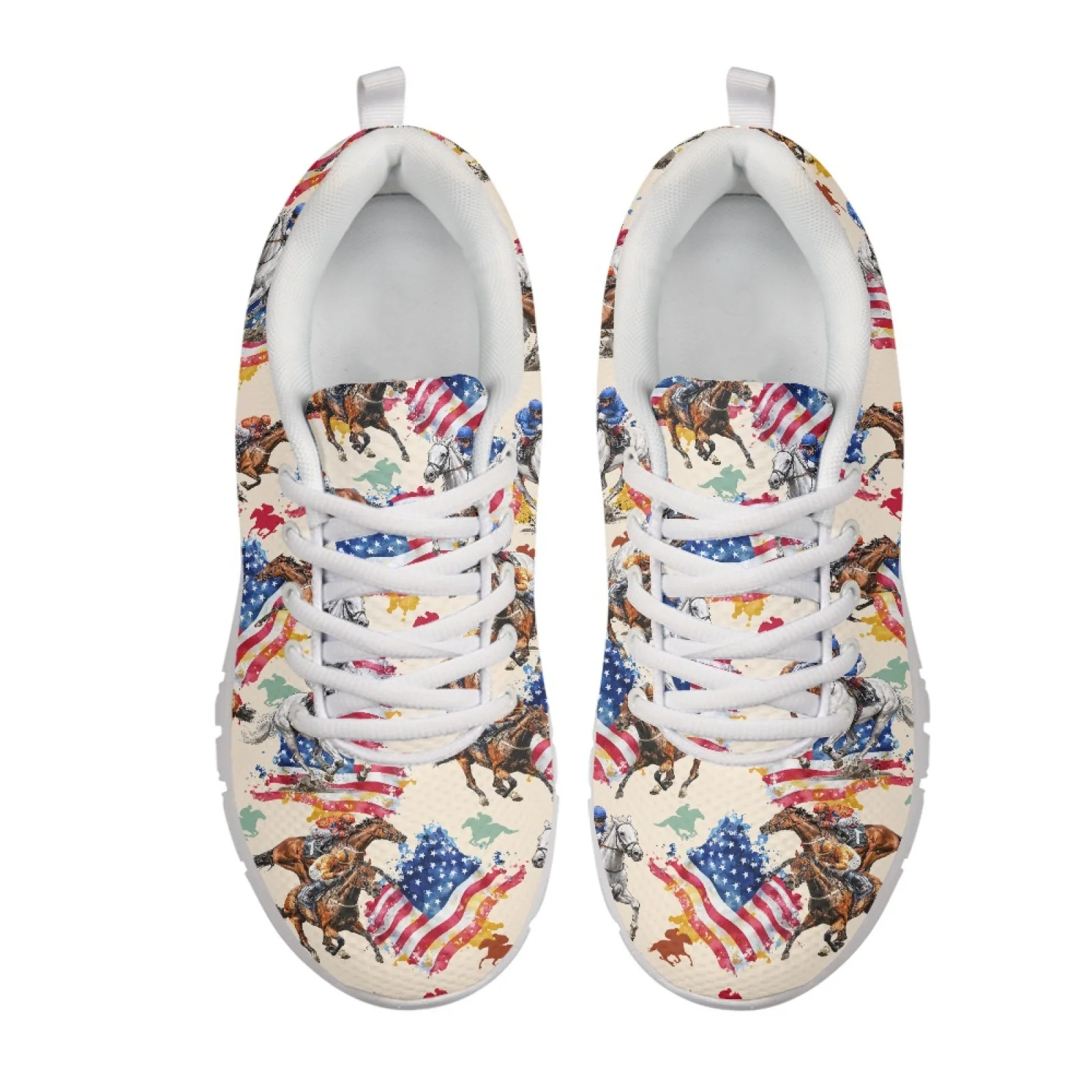 Coloranimal Horse and Flower Pattern New Trend Training Athletic Shoes Mens Athletic Trainers Lace-up Fitness Shoes for Women