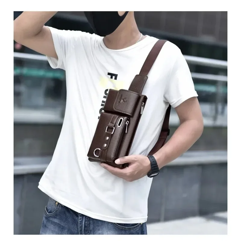 Fashion PVC Men Multifunctional Crossbody Pouch Waist Bag for Men Personalized Cycling Chest Bag Fanny Pack Waist Bag