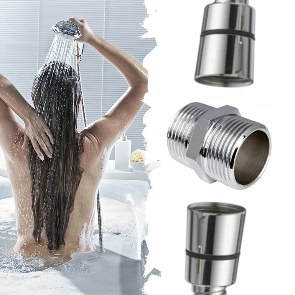 Konektor Shower perpanjangan selang Shower G1/2 Chrome Stainless Steel BSP Male ke Male Adaptor untuk ekstra panjang selang Shower Extender