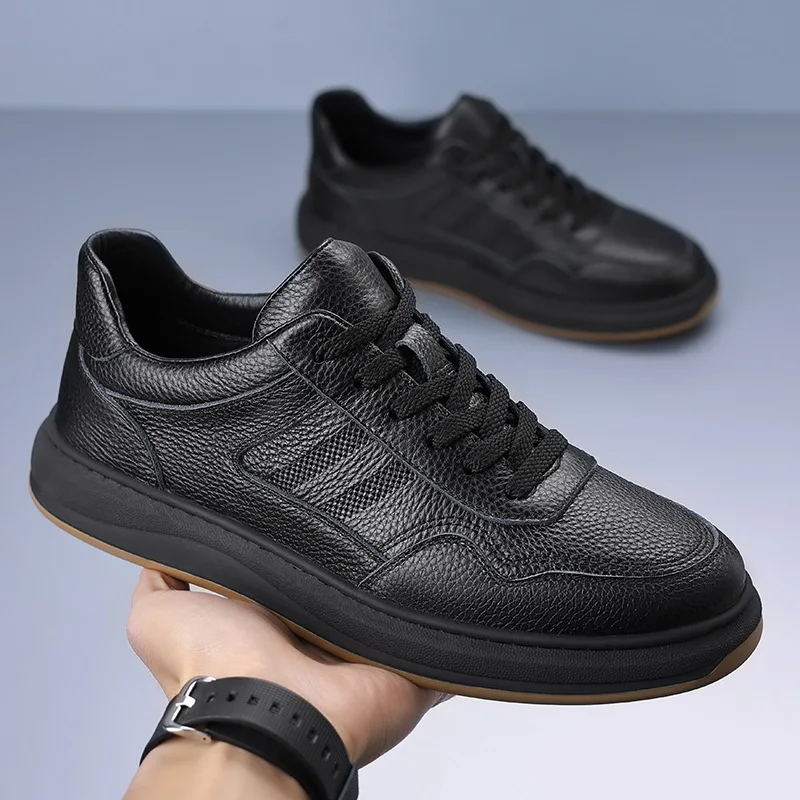 

High Quality Men's Genuine Leather Casual Shoes Premium Top Grain Sneakers Soft Sole Comfortable Durable Trend Footwear Sneakers