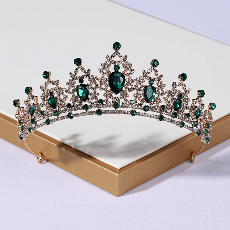 Itacazzo Bridal Headwear Green-Colour Women\'s Fashion Party Crown Girl Performance Tiaras