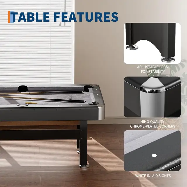 Garvee 2-in-1 Multi-Game Combination Table 6 FT, Billiard Pool Table with Pool Balls Cues Paddles Brush for Family Recreational Game Rooms