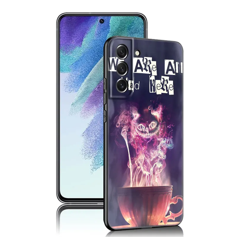 Alice In Wonderland Phone Case For Samsung Galaxy S23 S21 S20 FE S24 S22 Ultra S10E S10 S9 S8 Plus Black Silicone Cover