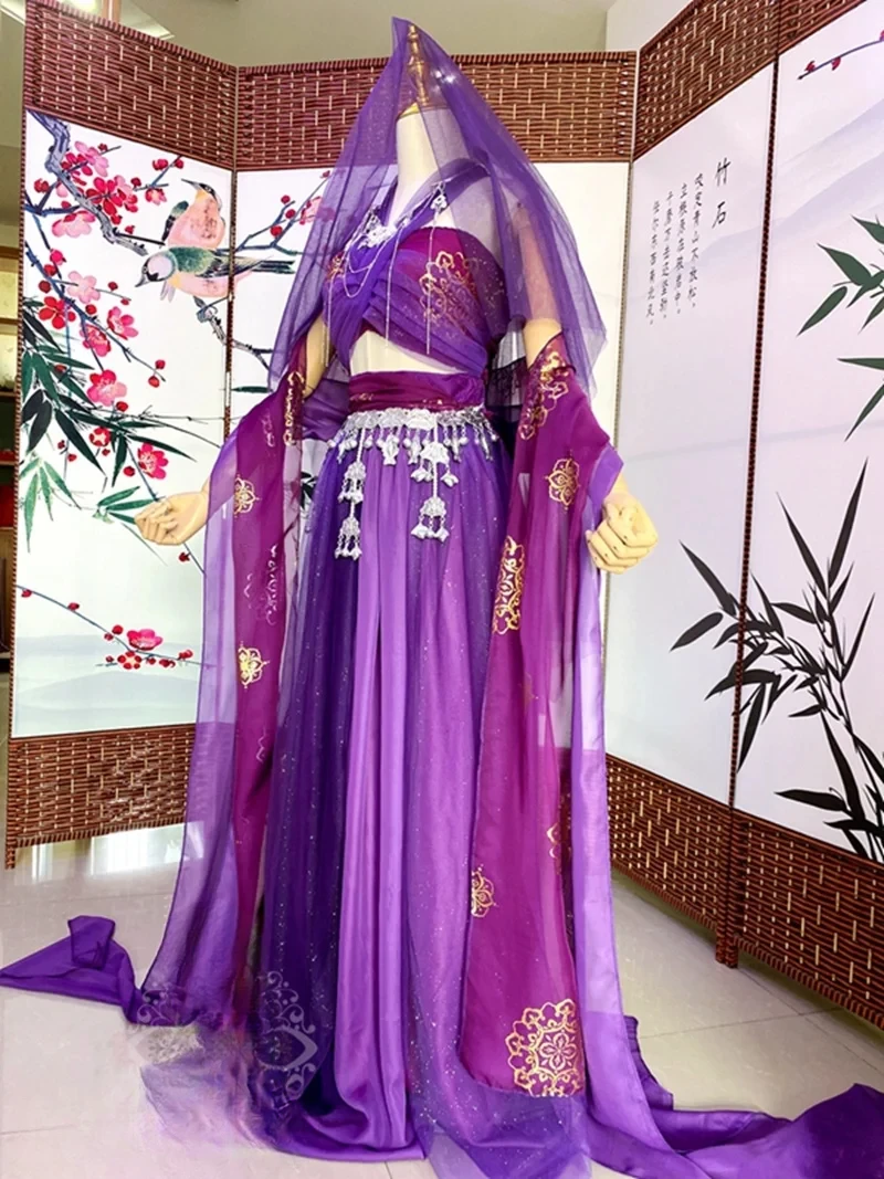 

Dunhuang Feitian Exotic LouLan Purple Dance Dress Song Dynasty Hanfu Sling Female TGCF Xie Lian Spring Dance Costume Dress Set