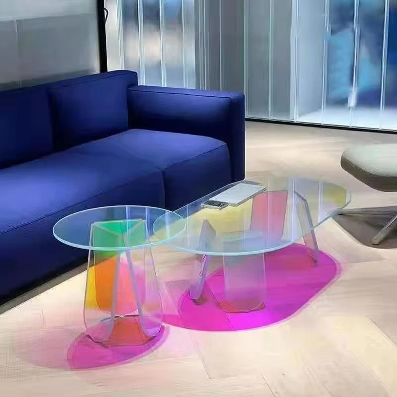 New furniture rainbow transparent acrylic living room office simple coffee table