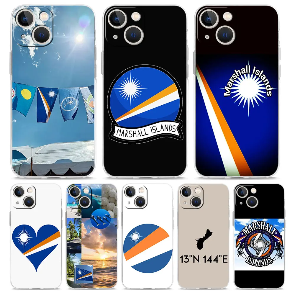 Funda para Teléfono iPhone 17 Air, iPhone 16, 15, 12, 13, 14 Pro Max, SE, 7, 8 Plus, iPhone 11, Transparente, Suave, con la Bandera de las Islas Marshall