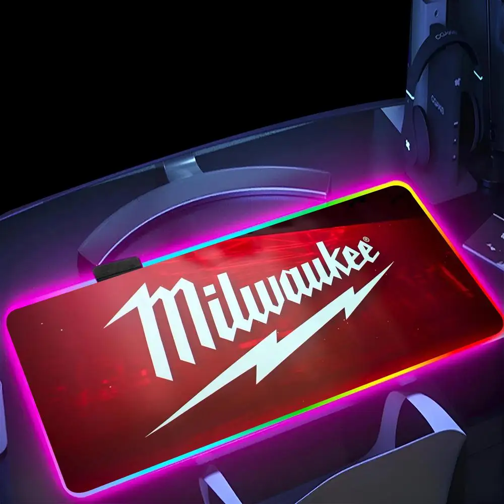 M-Milwaukees T-ToolES Mouse Pad RGB Pc Mouse Pad Mousepad LED Glowing Mouse Mats Rubber Gaming Computer anime Mausepad