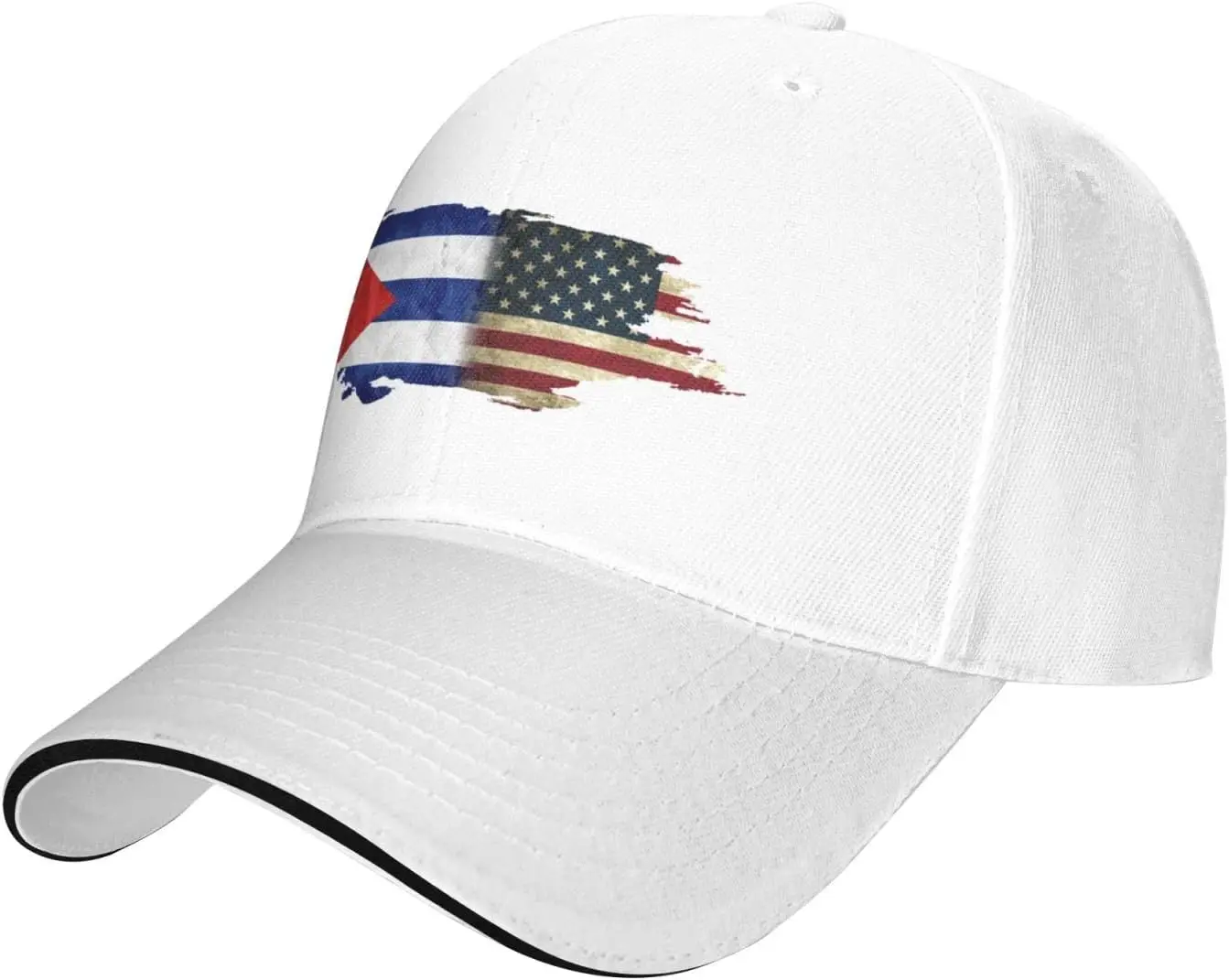 Cuba USA Split Flag Baseball Cap Cuban American Adult Adjustable Polyester Sun Protection Cap