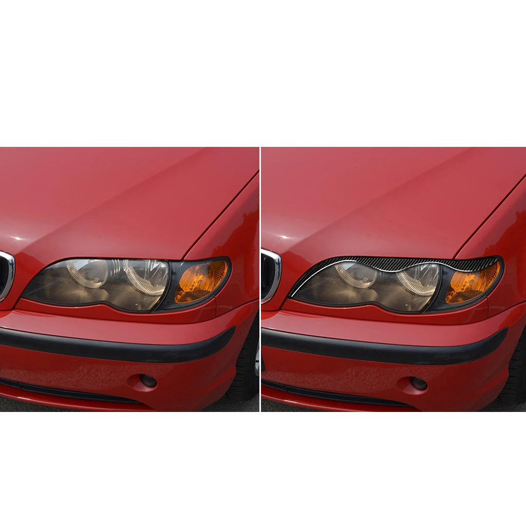 Picture 4: Real Carbon Fiber Car Accessories Headlight Header Lamp Brow Cover Sticker For BMW 3 Series E46 1999 2000 2001 2002 2003 2004
