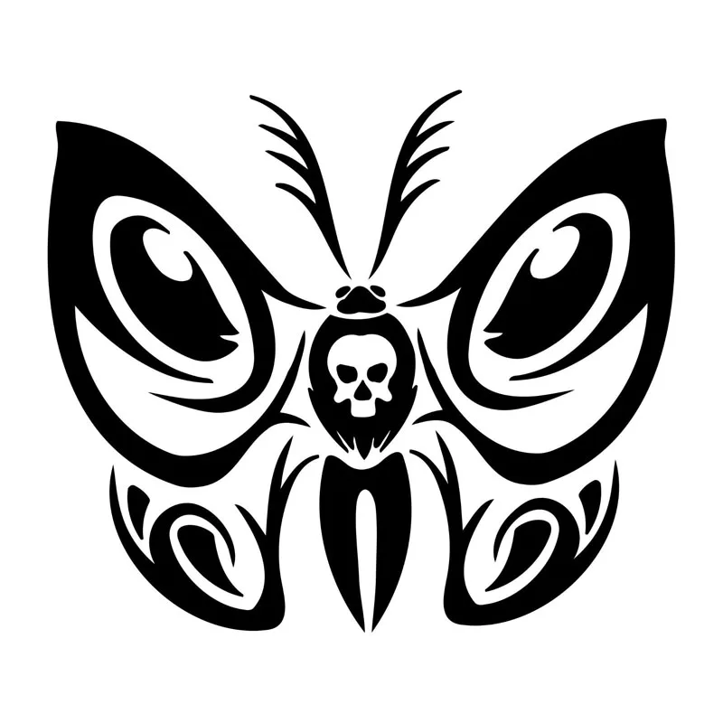 Personalized Butterfly Tribal Skull Car Sticker Pvc Car Sticker Is Suitable for All Kinds of Cars Black/white, 20cm*18cm