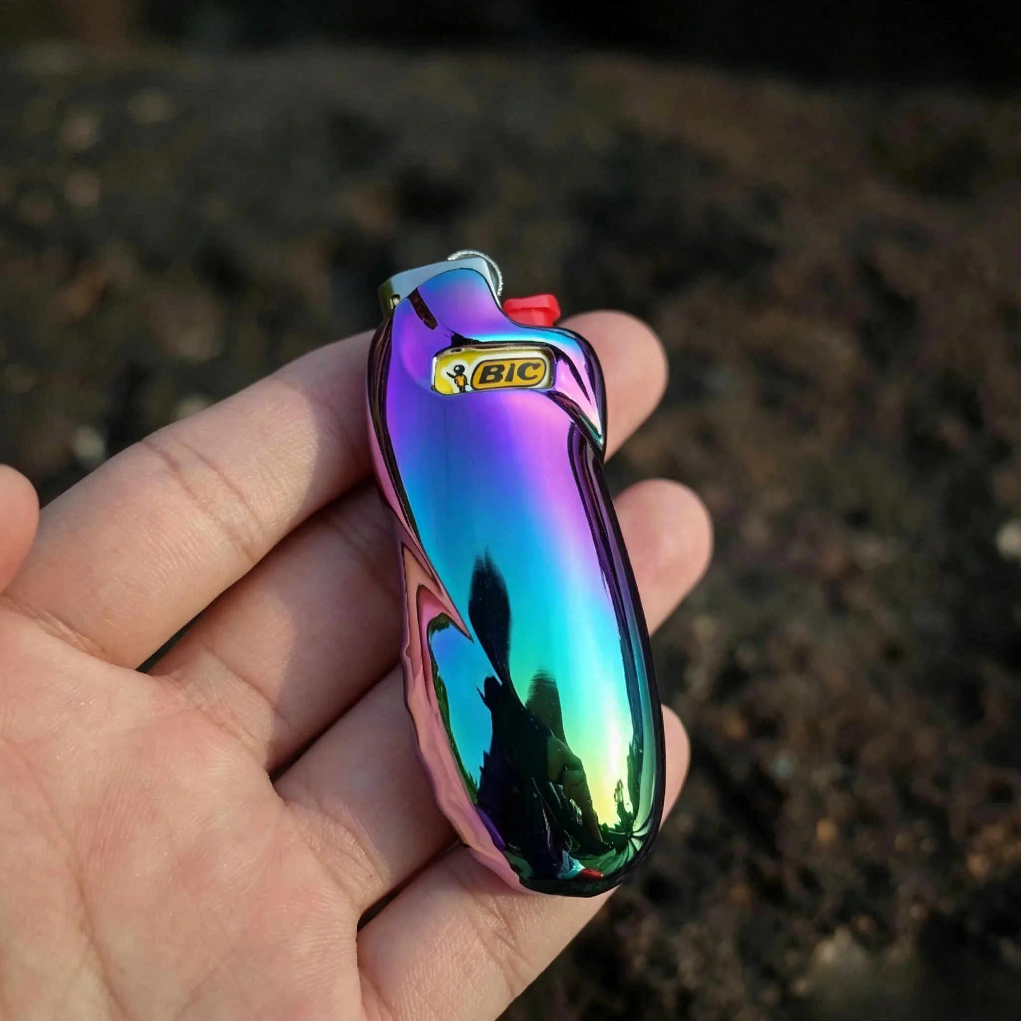 Zinc Alloy Chrome Lighter Protective Case, Shiny Metal Shell for Small Bic J5 J25, Smoking Accessory, Lighter Not Included