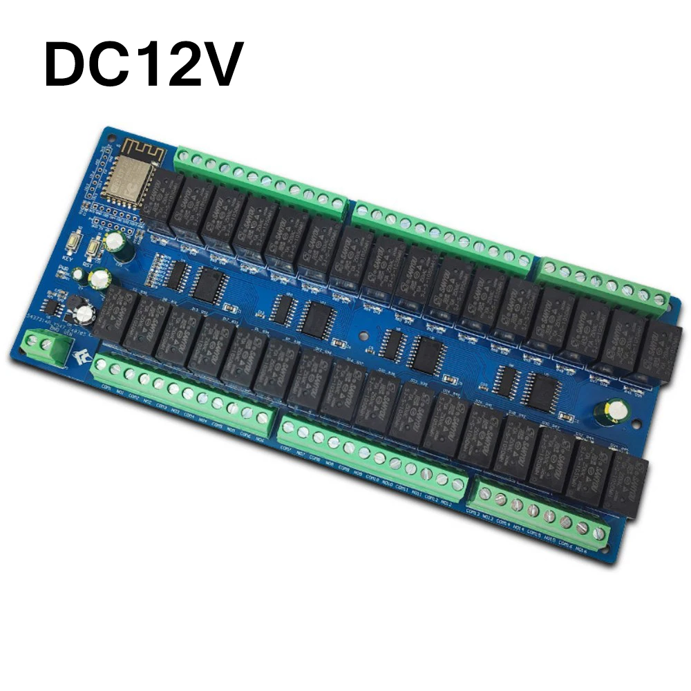 32 Channel ESP8266 ESP-12F WiFi Relay Module DC5V 12V 24V Power Supply 10A Relay Board with 4M Flash for Secondary Development