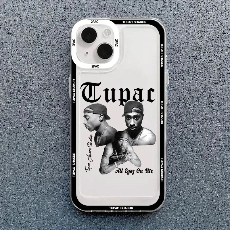 Rapper 2pac Singer Tupac Phone Case for Iphone 11 12 Mini 13 15 Pro Max 14 16 Plus X XS XR Soft Shockproof Back Cover Funda