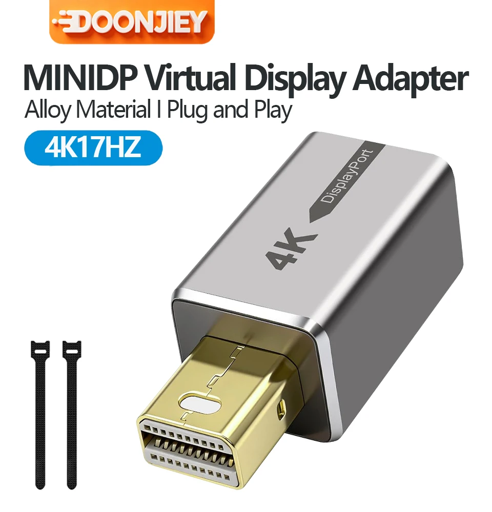 4K Mini DisplayPort Headless Ghost Display Emulator | Mini DP Dummy Plug EDID Emulator Virtual Display Adapter with LED Light