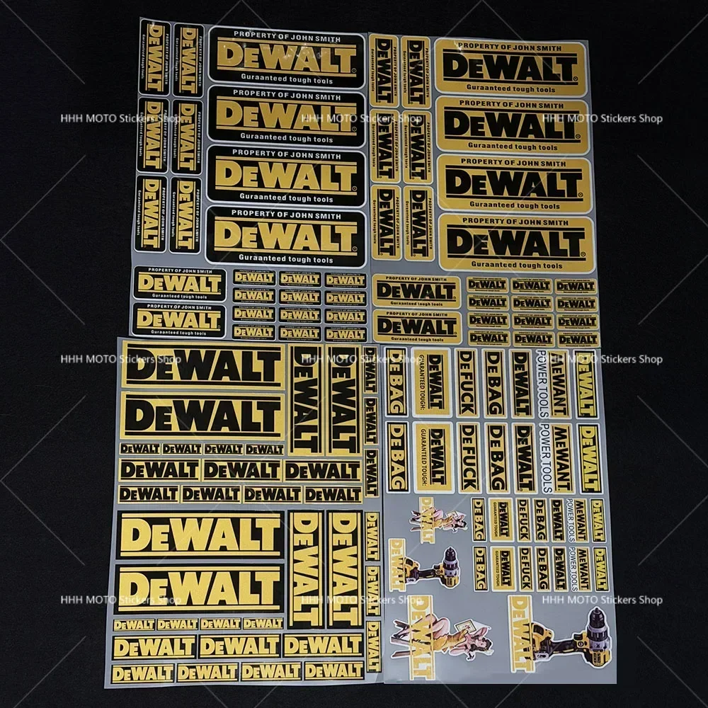 1/2 Set DEWALT Wasserdichte Vinyl-Aufkleber, Langlebige Selbstklebende Logo-Sticker für Werkzeugkasten, LKW, Motorrad, Auto-Modifikation – Detail 3