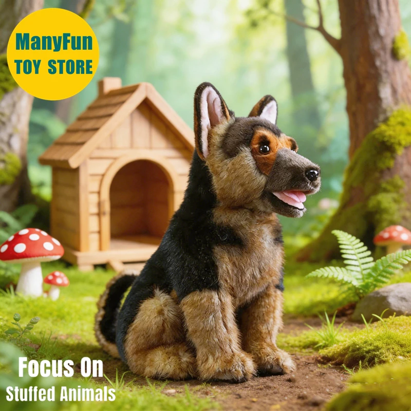

German Shepherd Dog Plush Toy Realistic Wolf Dog Plushie Lifelike Police Dog Stuffed Animal Simulation Doll