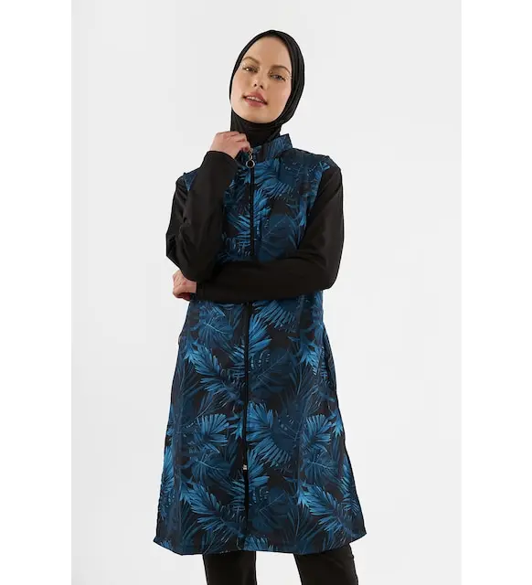 

NBB black leaf pattern weaving hijab swimsuit