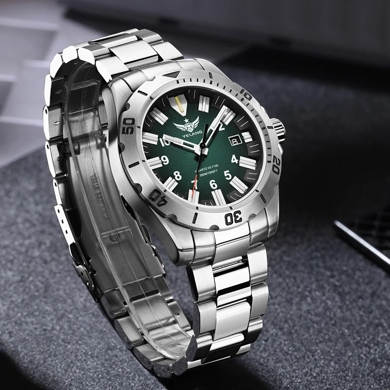 YELANG V1036S Men\'s Quartz Watch 42mm Swiss Ronda Movement 10-Year Battery Life 300M Waterproof Luminous Diver Watch Sapphire