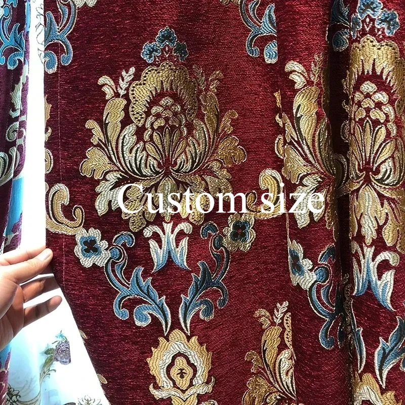 

Custom Size European Luxury Thick Fabric Chenille Blackout Finished Valance Decor Curtains for Living Room Bedroom Dining